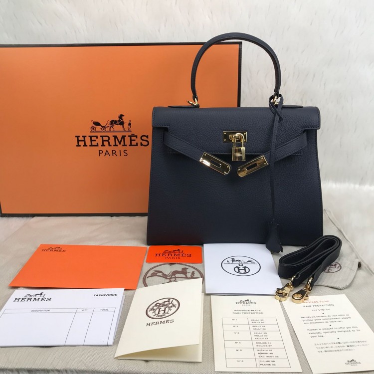 HERMES KELLY 28 CM LACİVERT